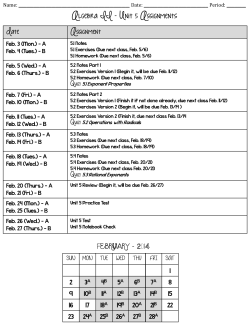 Algebra II &ndash; Unit 5 Assignments