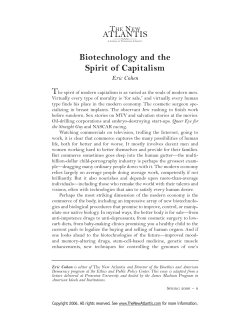 Biotechnology and the Spirit of Capitalism
