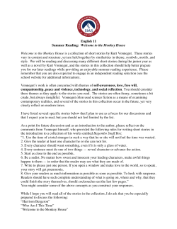 English 11 Summer Reading: Welcome to the Monkey House