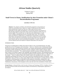 Small Towns in Ghana - African Studies Quarterly