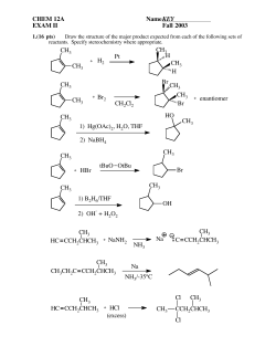 CHEM 12A Name KEY EXAM II Fall 2003 Pt CH CH CH CH