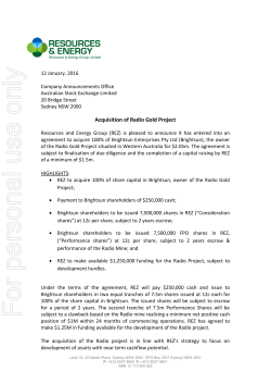 Acquisition of Radio Gold Project