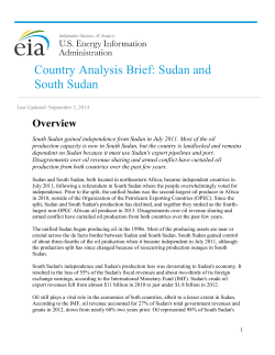 Country Analysis Brief: Sudan and South Sudan