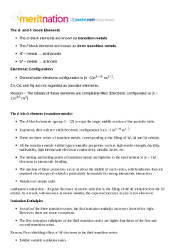 The d- and f- block Elements The d
