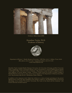 Donathan Taylor, Ph.D. Professor of History - Hardin