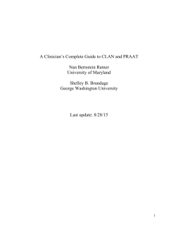 A Clinician`s Complete Guide to CLAN and PRAAT Nan Bernstein