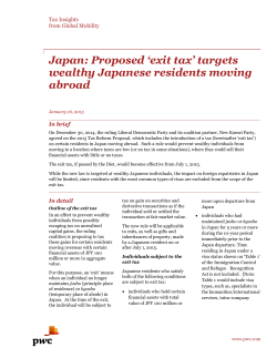 Japan: Proposed `exit tax` targets wealthy Japanese residents