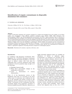 Identification of organic contaminants in disposable aluminium foil