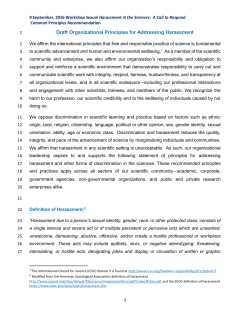 Draft Organizational Principles for Addressing Harassment