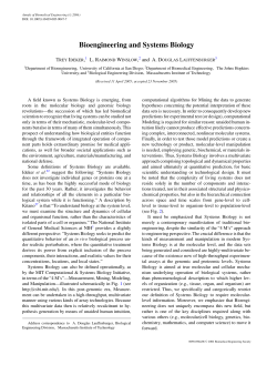 Bioengineering and Systems Biology