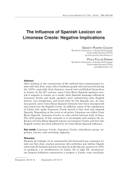 The Influence of Spanish Lexicon on Limonese Creole