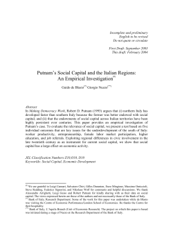 Putnam`s Social Capital and the Italian Regions: An Empirical