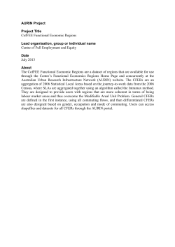 AURIN Project Project Title CofFEE Functional Economic Regions