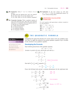 10.2 THE QUADRATIC FORMULA