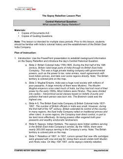 The Sepoy Rebellion Lesson Plan Central Historical Question: What