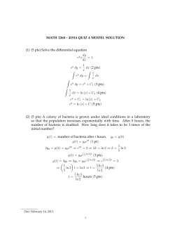 MATH 2260 - 41514 QUIZ 4 MODEL SOLUTION (1) (5 pts) Solve the