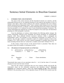 Sentence Initial Elements in Brazilian Guarani