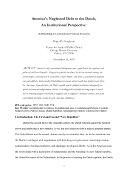 America`s Neglected Debt to the Dutch, An