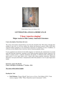 LETTERATURA ANGLO-AMERICANA II `I hear America singing`
