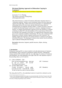 Bi-clausal Sluicing Approach to Dislocation Copying in Cantonese1