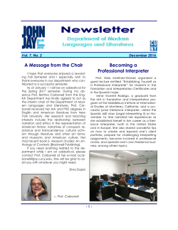 A Message from the Chair Becoming a