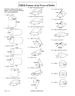 Geo Volume CW Worksheet