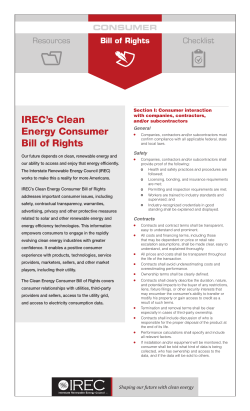 IREC`s Clean Energy Consumer Bill of Rights