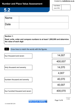 Number and Place Value Assessment