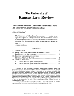 The University of Kansas Law Review The General Welfare Clause
