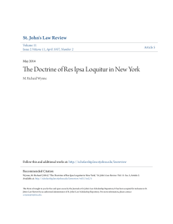 The Doctrine of Res Ipsa Loquitur in New York