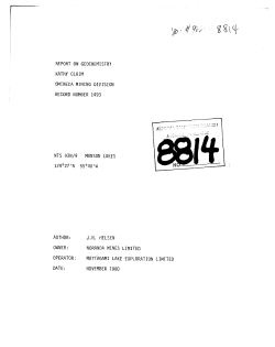 NTS 93N/9 MANSON LAKES 124 `27 ` N 55 `40 ` W REPORT ON