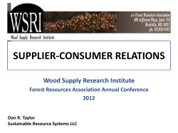 Supplier-Consumer Relations - Wood Supply Research Institute