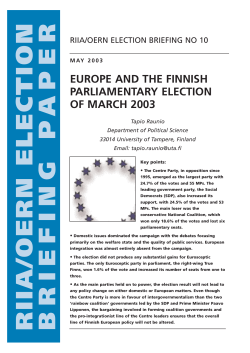 Europe and the Finnish Parliamentary Election of March 2003