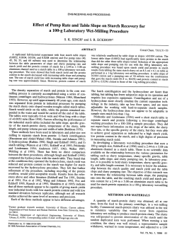 Effect of Pump Rate and Table Slope on Starch Recovery for a 100