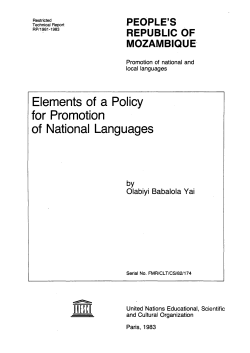 Elements of a policy for promotion of national languages: People`s