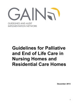 Guidelines for Palliative and End of Life Care in Nursing Homes and