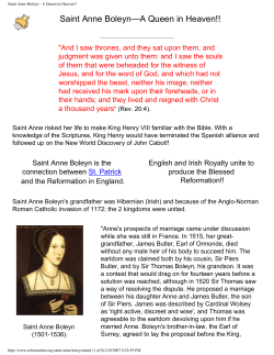 Saint Anne Boleyn - A Queen in Heaven!!