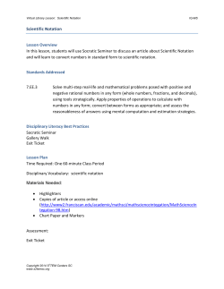 Scientific Notation Lesson Overview In this lesson, students will use