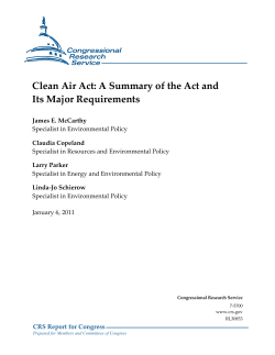 Clean Air Act: A Summary of the Act and Its Major Requirements