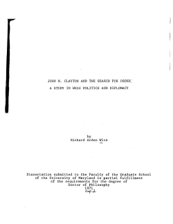 JOHN M. CLAYTON AND THE SEARCH FOR ORDER: A STUDY IN