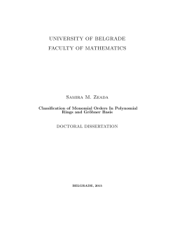 UNIVERSITY OF BELGRADE FACULTY OF MATHEMATICS Samira