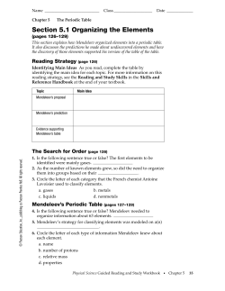 Section 5.1 Organizing the Elements