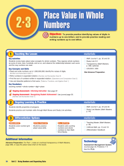 Lesson 2.3 Place Value in Whole Numbers