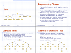 Tries Preprocessing Strings Standard Tries Analysis of Standard Tries