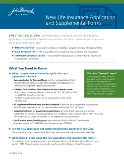 New Life Insurance Application and Supplemental Forms