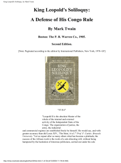 King Leopold`s Soliloquy, by Mark Twain