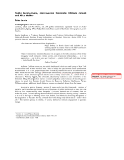 Public Intellectuals, controversial feminists: Elfriede Jelinek and