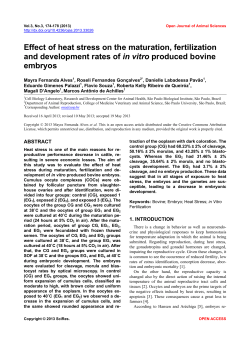 Effect of heat stress on the maturation, fertilization and development