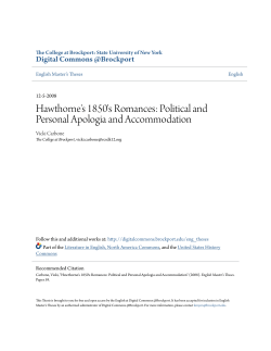 Hawthorne`s 1850`s Romances: Political and Personal Apologia and