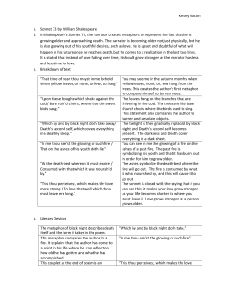 Kelsey Bacon a. Sonnet 73 by William Shakespeare b. In